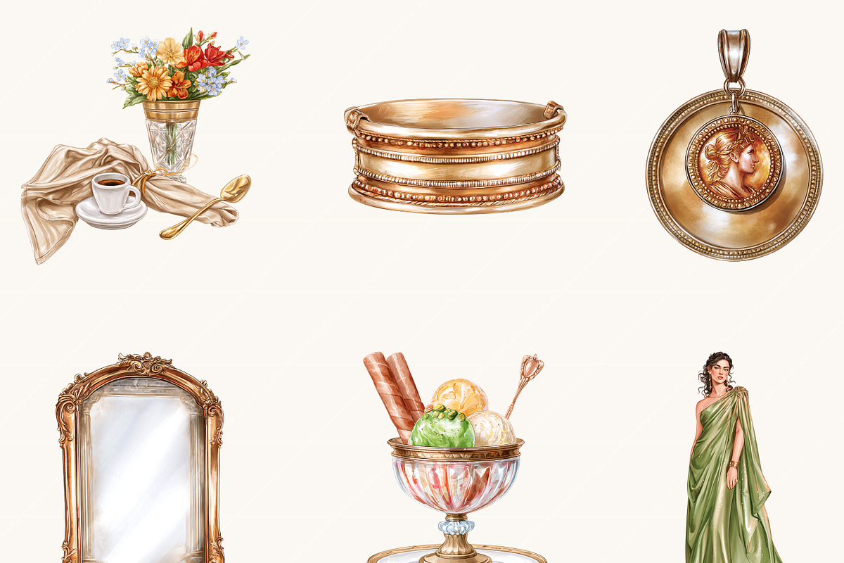 Watercolor Rome Vacation Clipart, an Object Illustration by BusyDaydesign (Photo 4 of 9)