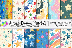 Hand Drawn Pastel Doodle Stars, a Pattern Graphic by Canvas Craft