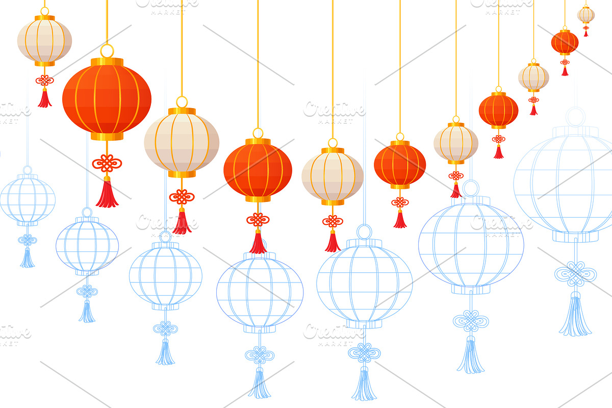 Chinese Lanterns big vector set, an Object Illustration by Art of Sun (Photo 4 of 4)