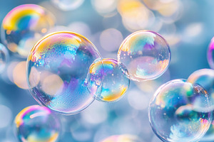 Soap bubbles in soft focus, a Photo by Pavel_design