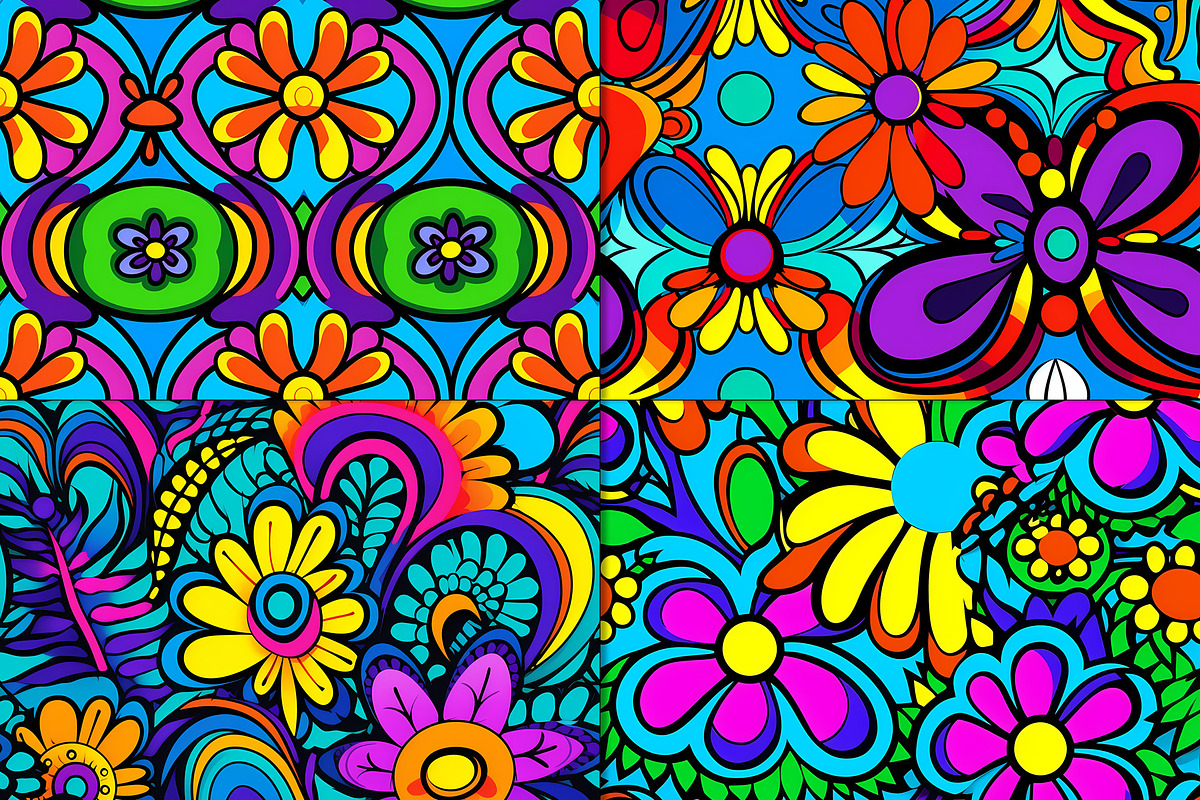 20 Seamless Psychedelic 1970s Set, a Pattern Graphic by Nordic Design (Photo 9 of 9)