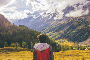 Hiker enjoying the view in the Apls