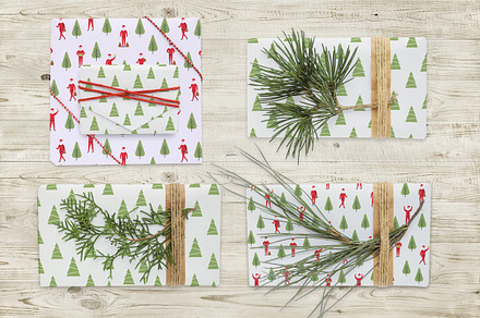 5 isolated Christmas boxes mockups