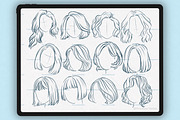 Procreate Hair Stamps Brushes, a Brush Add-On by Procreate Market (Thumbnail 3 of 4)
