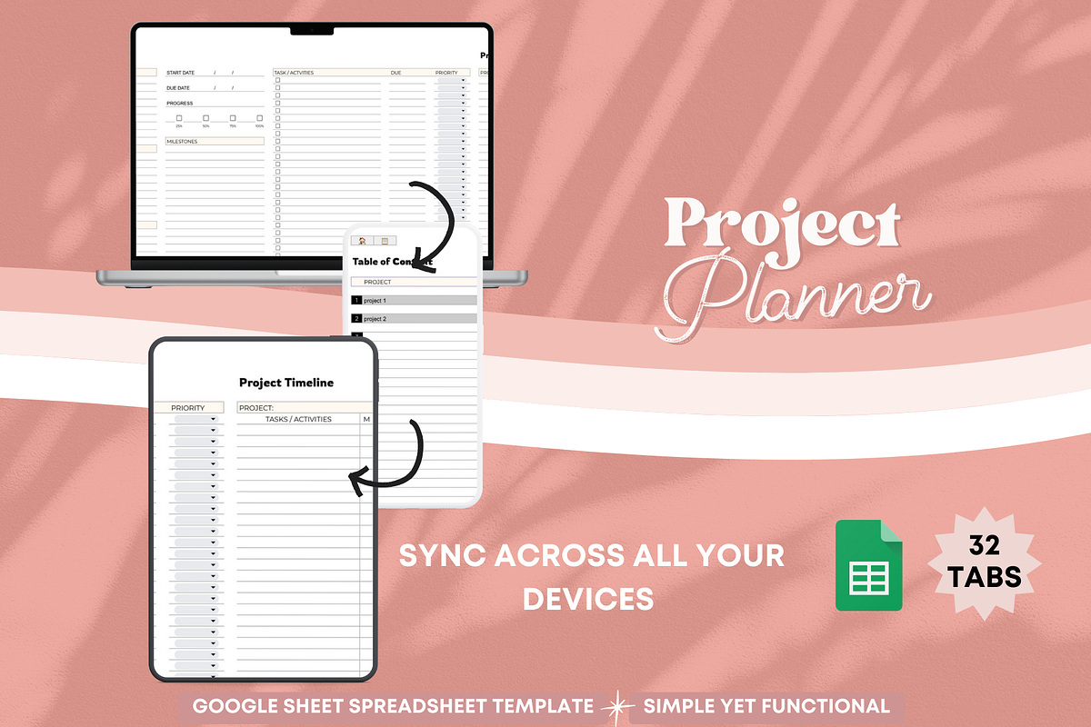 Spreadsheet Simple Project Planner, a Templates & Theme by bellaROSEworkshop (Photo 5 of 6)