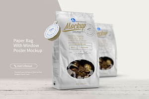 Paper Bag With Window Poster Mockup