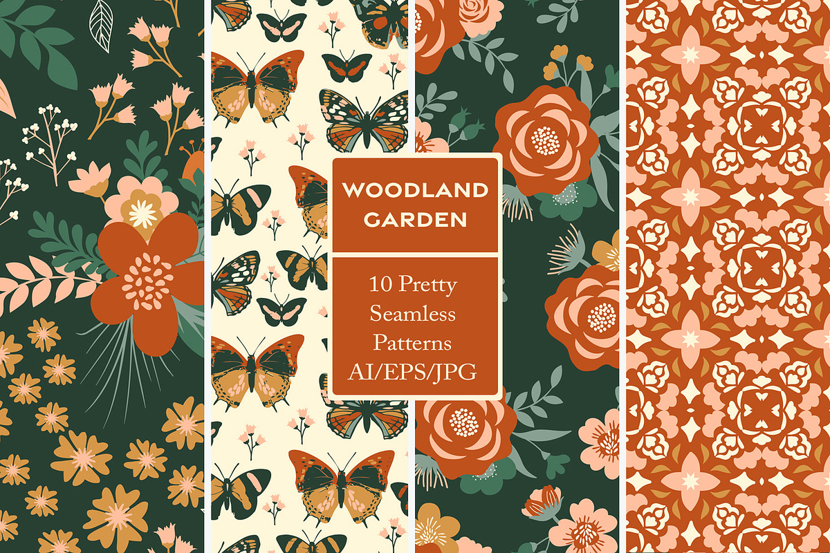 Woodland Garden Seamless Patterns, a Pattern Graphic by Wild Twig Co (Photo 1 of 9)