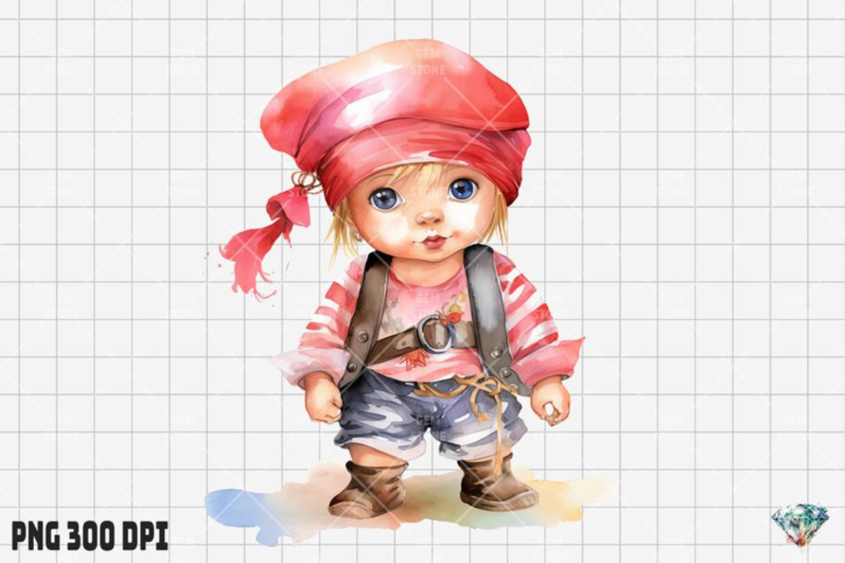 Baby Girl  Pirate Watercolor, an Illustration by Gemstone (Photo 3 of 6)