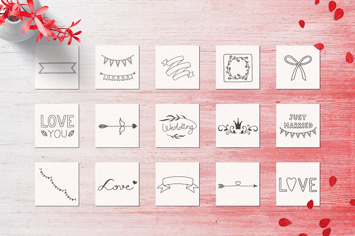 150 Hand Drawn Elements -Wedding-, a Decorative Illustration by Michael Rayback Design (Photo 8 of 11)