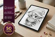 Cute Wizard Coloring Book Pages vol1, a Seasonal Illustration by ikarifq shop (Thumbnail 1 of 5)