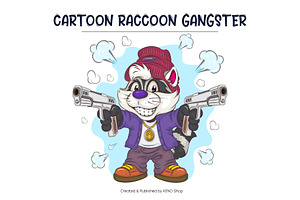 Cartoon Raccoon Gangster. T-Shirt.