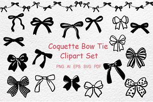 Elegant Coquette Bow Tie Clipart Set