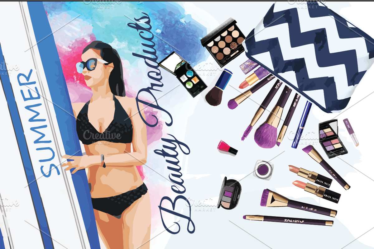 Cosmetics makeup collection mockup, an Illustration by mollyli.ai (Photo 2 of 3)