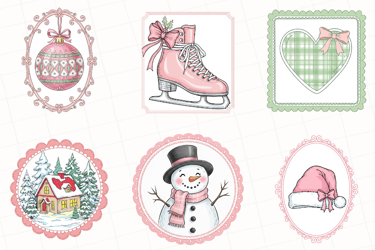 Coquette Christmas Frame Sublimation, an Illustration by OK Design (Photo 4 of 5)
