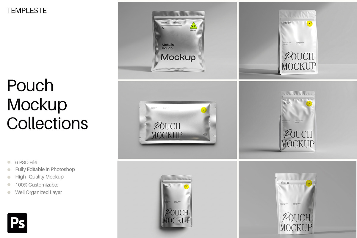 Pouch Bag Mockup Collection, a Packaging Mockup by Templeste (Photo 1 of 7)