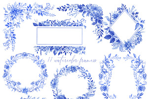 Blue Watercolor Floral Collection