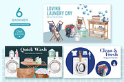 Laundry Day Watercolor Illustration, an Object Illustration by CreativeValuation (Thumbnail 5 of 13)