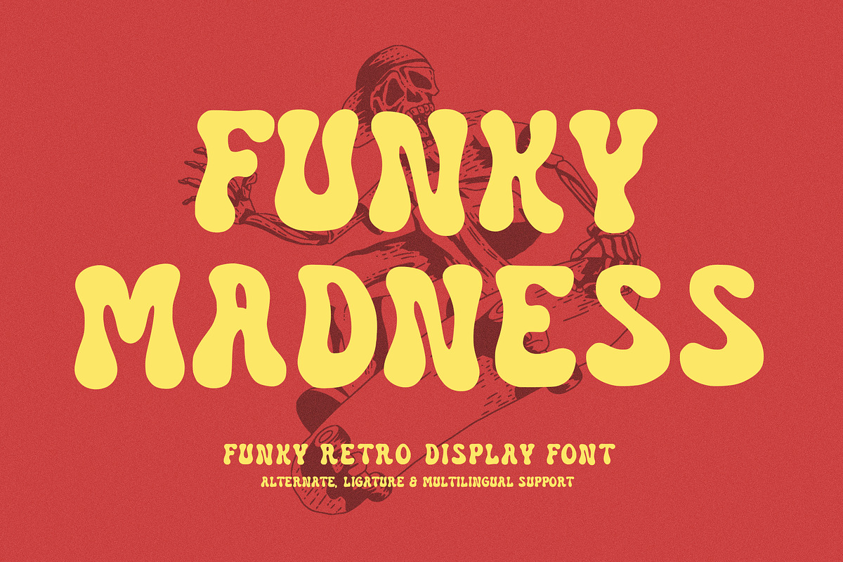 Funky Madness - Retro Font, a Script Font by AQR Studio (Photo 1 of 9)