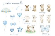 Rainbow Teddy bear Baby boy shower, an Animal Illustration by Solo Art Original (Thumbnail 2 of 9)