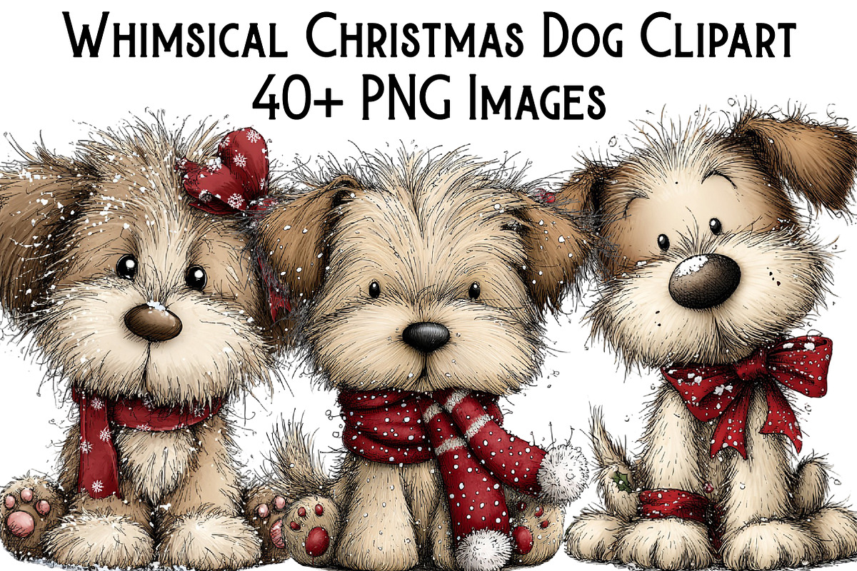 Whimsical Christmas Dog Clipart, an Illustration by Pixels.Craft (Photo 1 of 6)