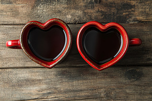 Two heart shaped cups of coffee, a Food & Drink Photo by AlyaAnd