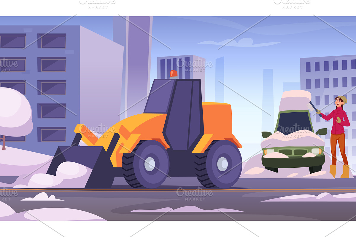 Snow removal. seasonal winter urban, a Transportation Illustration by Onyx