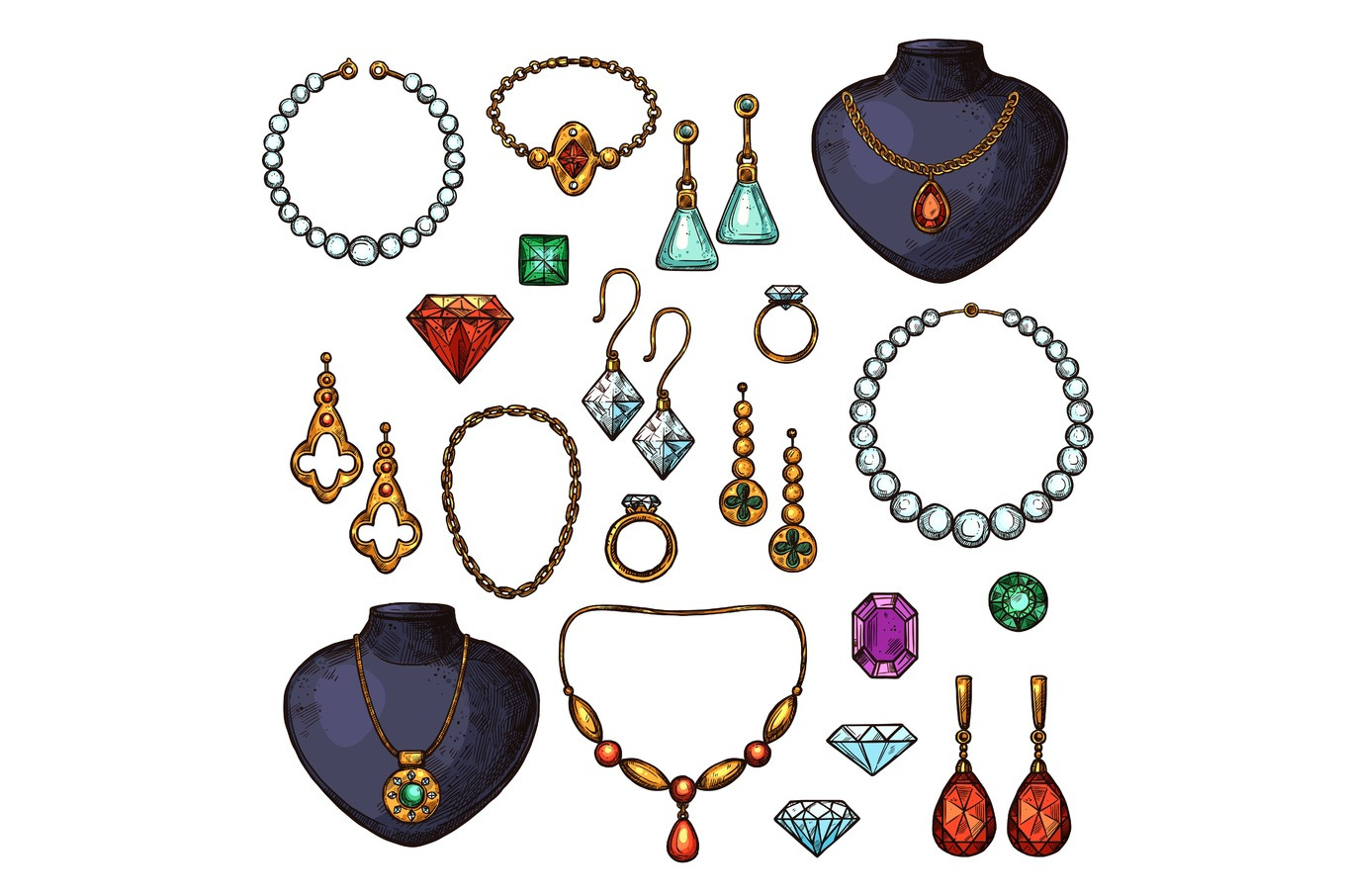 Vector Icons Of Jewelry Bijou Fashion Accessories by Vector Tradition  Creative Market