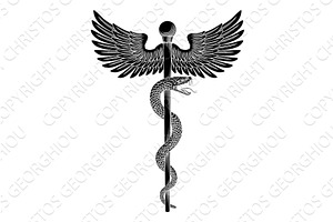 Rod of Asclepius Caduceus Medical, a Healthcare Illustration by Christos Georghiou