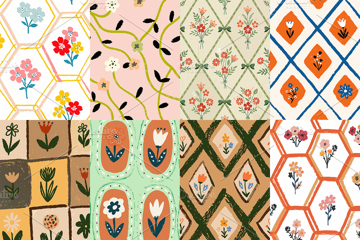 Retro Floral Prints & Textures, a Background Graphic by RevintageStudio (Photo 5 of 8)