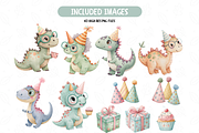 Cute Birthday Dino Clipart Set, an Illustration by TatiMockup (Thumbnail 2 of 6)