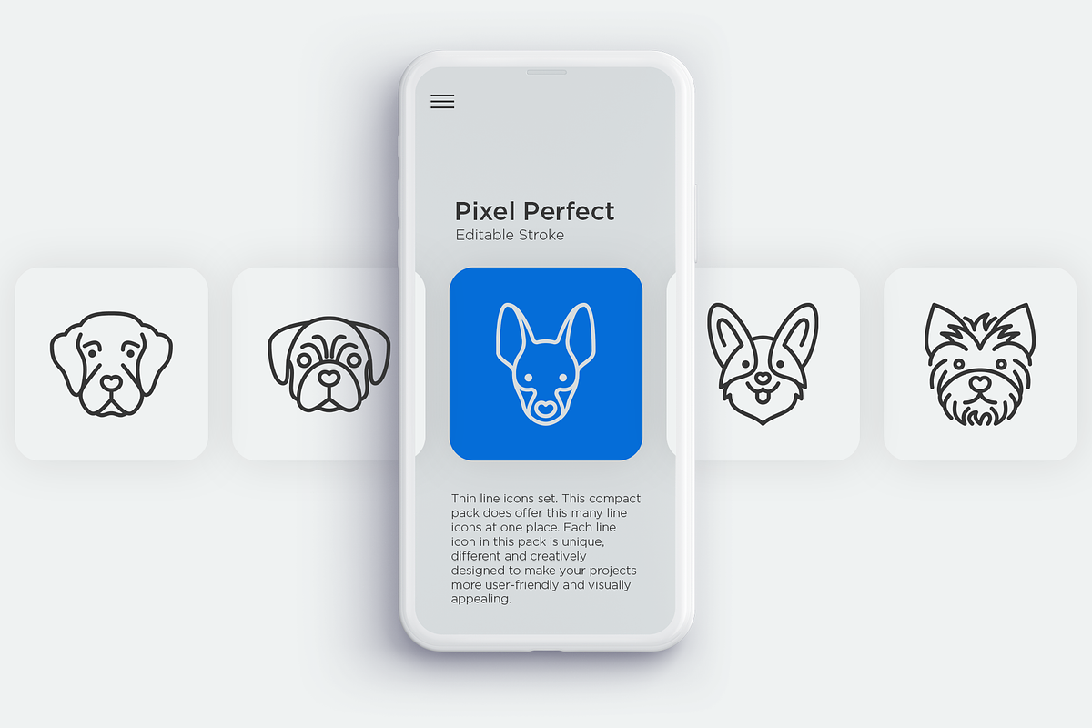 Dog Breeds 20 Thin Line Icons Set, an Outline Icon by Alex Blogoodf (Photo 5 of 11)