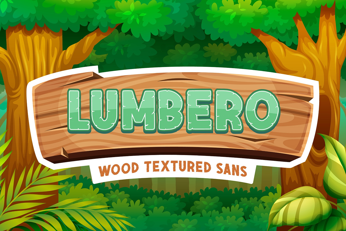 Lumbero - Wood Textured Sans, a Sans Serif Font by Almarkhatype (Photo 1 of 5)