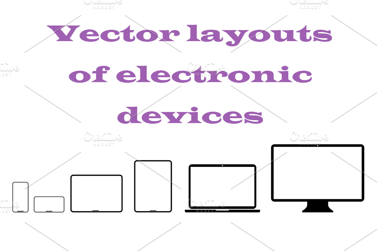 Flat layouts of electronic devices., a Product Mockup by Vjom