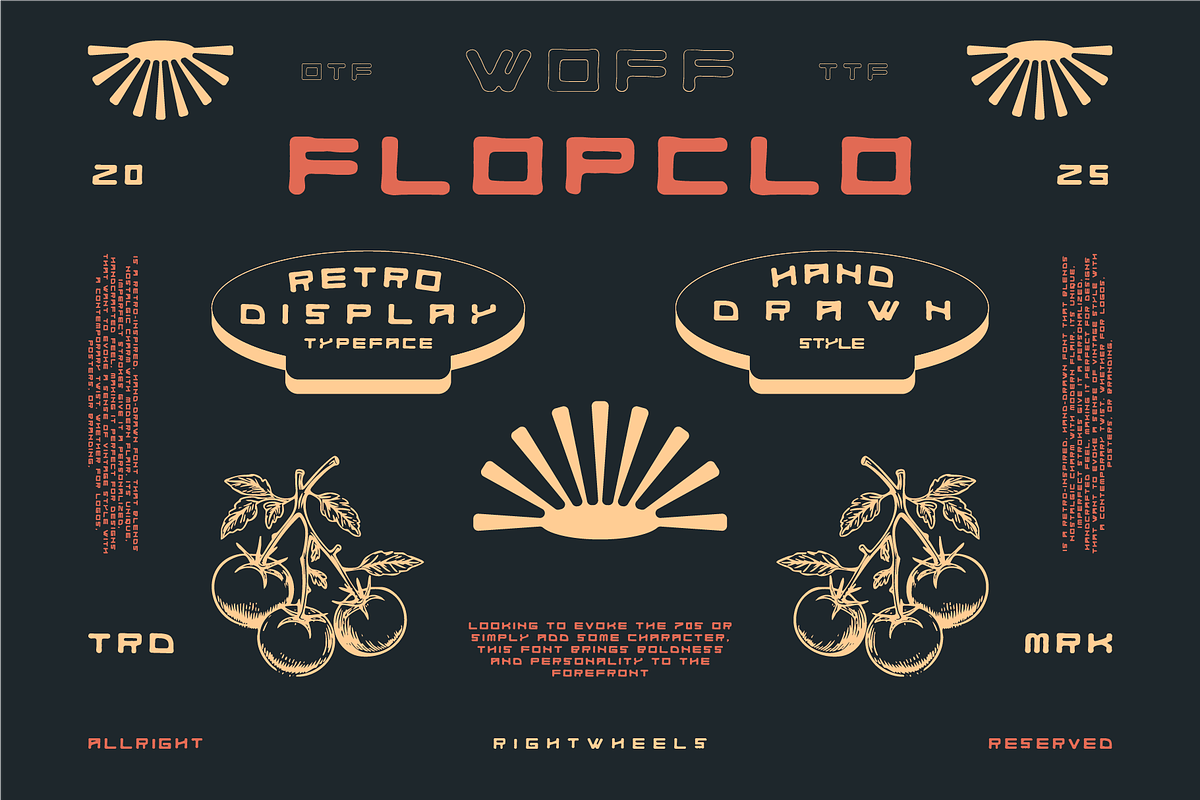 FLOPCLO - Retro Display Font, a Font by Rightwheels (Photo 1 of 10)