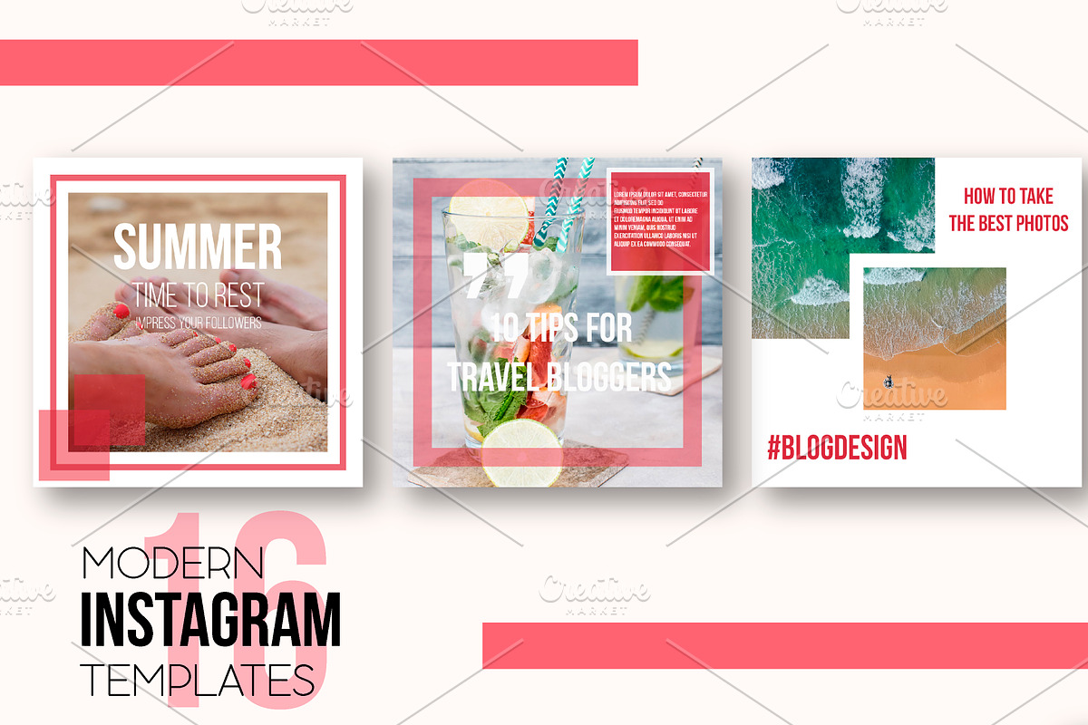Instagram modern templates, a Social Media Template by Iryna Danyliuk (Photo 2 of 6)