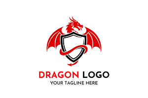 Dragon Powerful Emblem Logo Design