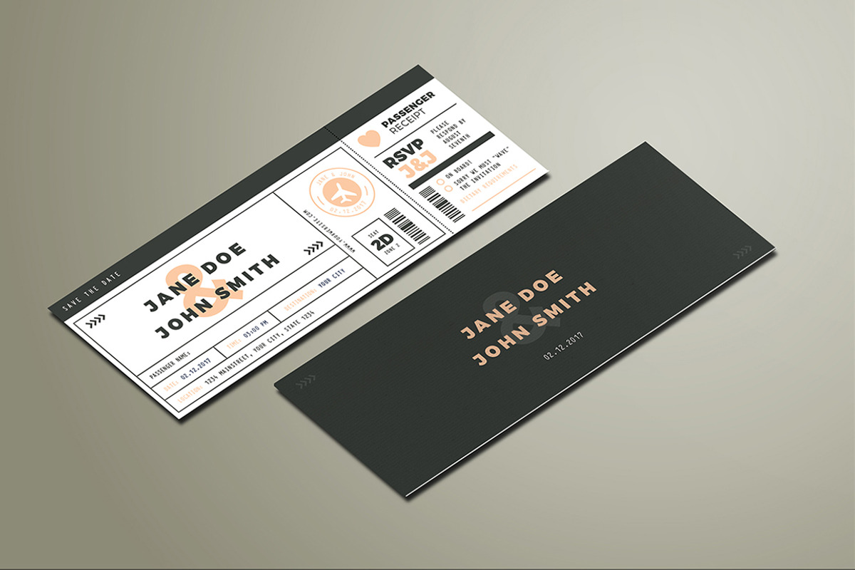 Boarding Pass Wedding Invitation, an Invitation Template by Vynetta (Photo 3 of 4)
