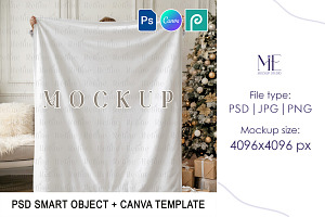 Christmas Sherpa Blanket Mockup