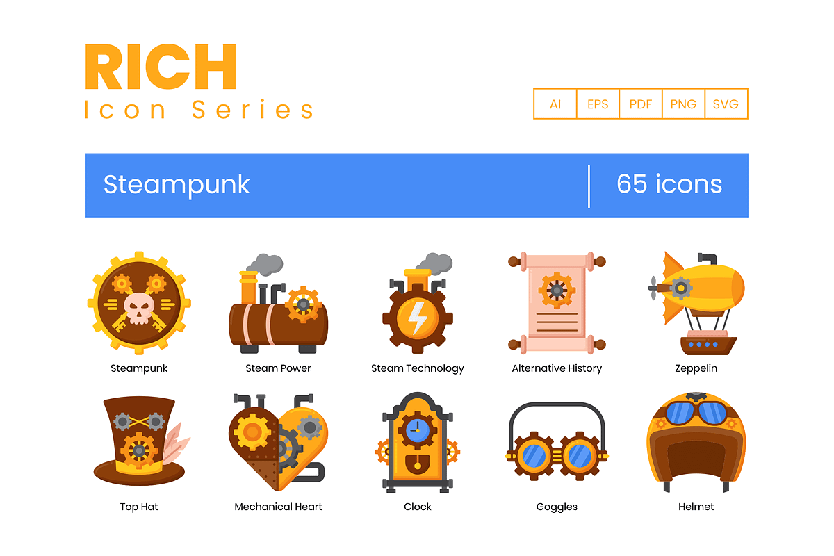 55 Steampunk Icons - Rich Series, an Icon by Flat Icons (Photo 1 of 8)