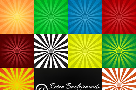 Set of 14 retro ray backgrounds