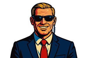 Secret Service Agent Wearing, a Person Illustration by AlexArt