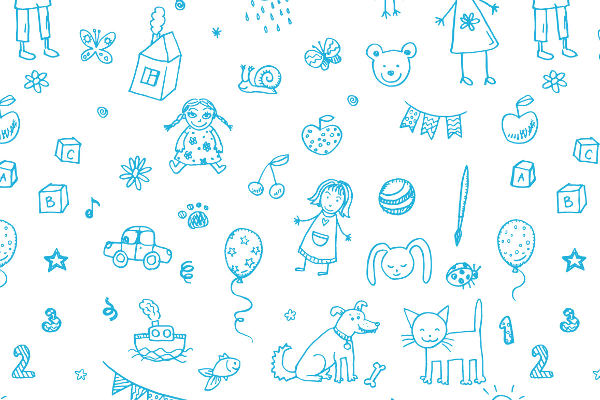 Doodle child`s drawing set + pattern, a Pattern Graphic by Hala (Photo 5 of 5)