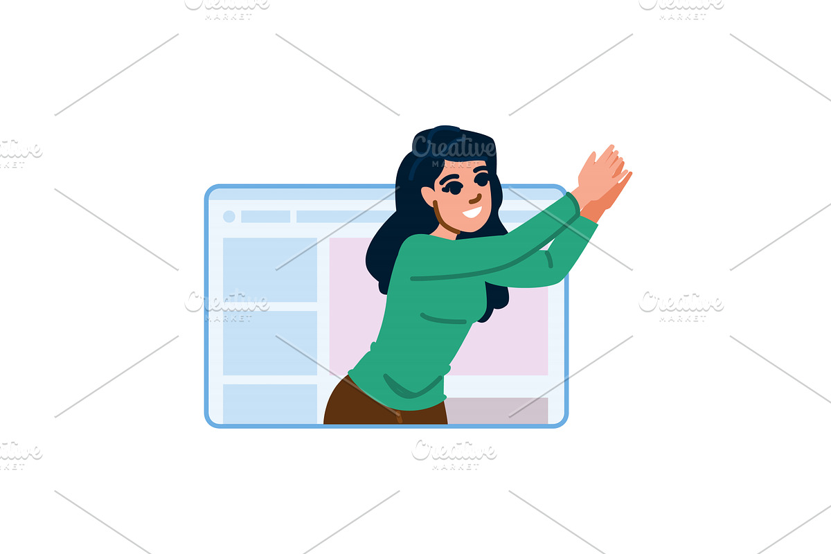 Young woman clapping hands coming, a Technology Illustration by pikepicture