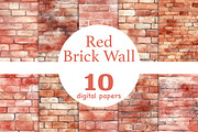 Red Brick Wall Papers, a Pattern Graphic by GlamArtZhanna (Thumbnail 1 of 4)