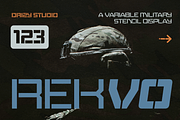 Rekvo – Variable Military Stencil, a Sans Serif Font by Drizy (Thumbnail 1 of 11)