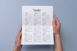 Wedding Vendor Contact List Tracker