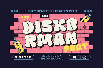 Diskorman – Bubbly Urban Graffiti, a Slab Serif Font by Tiptop Graphic
