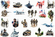 Watercolor Military Clipart (PNG), an Object Illustration by DesignBTF (Thumbnail 3 of 7)