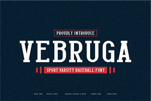 Vebruga - Varsity Font, a Slab Serif Font by Iqsiart Studio