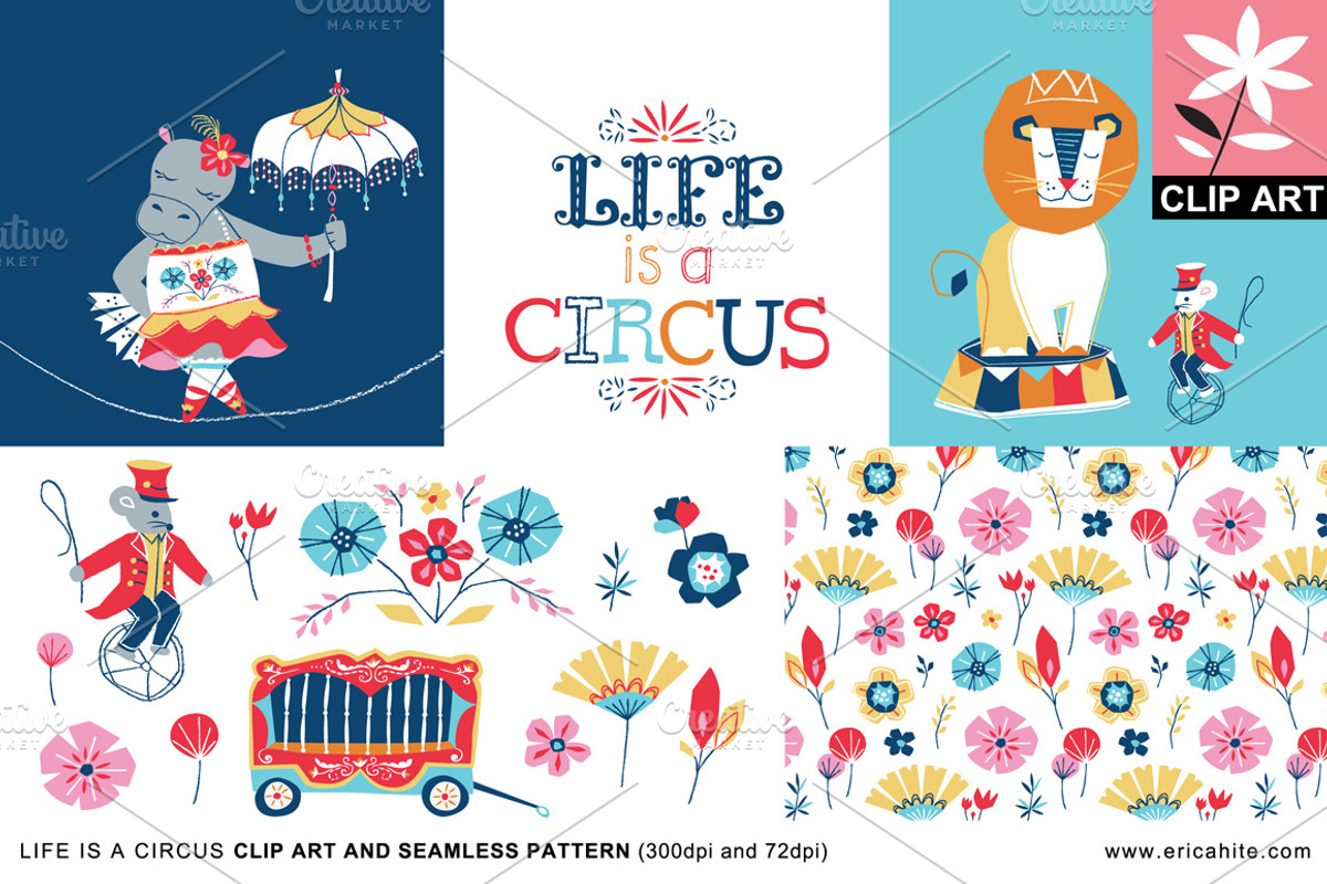Life is a Circus: Clip Art (PNG), an Animal Illustration by Erica Hite (Photo 1 of 4)